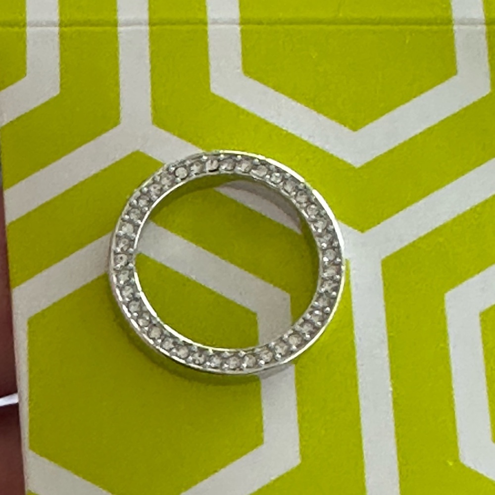 Origami Owl Silver Crystal Pavé Living Locket Medium Window Frame Plate Accent